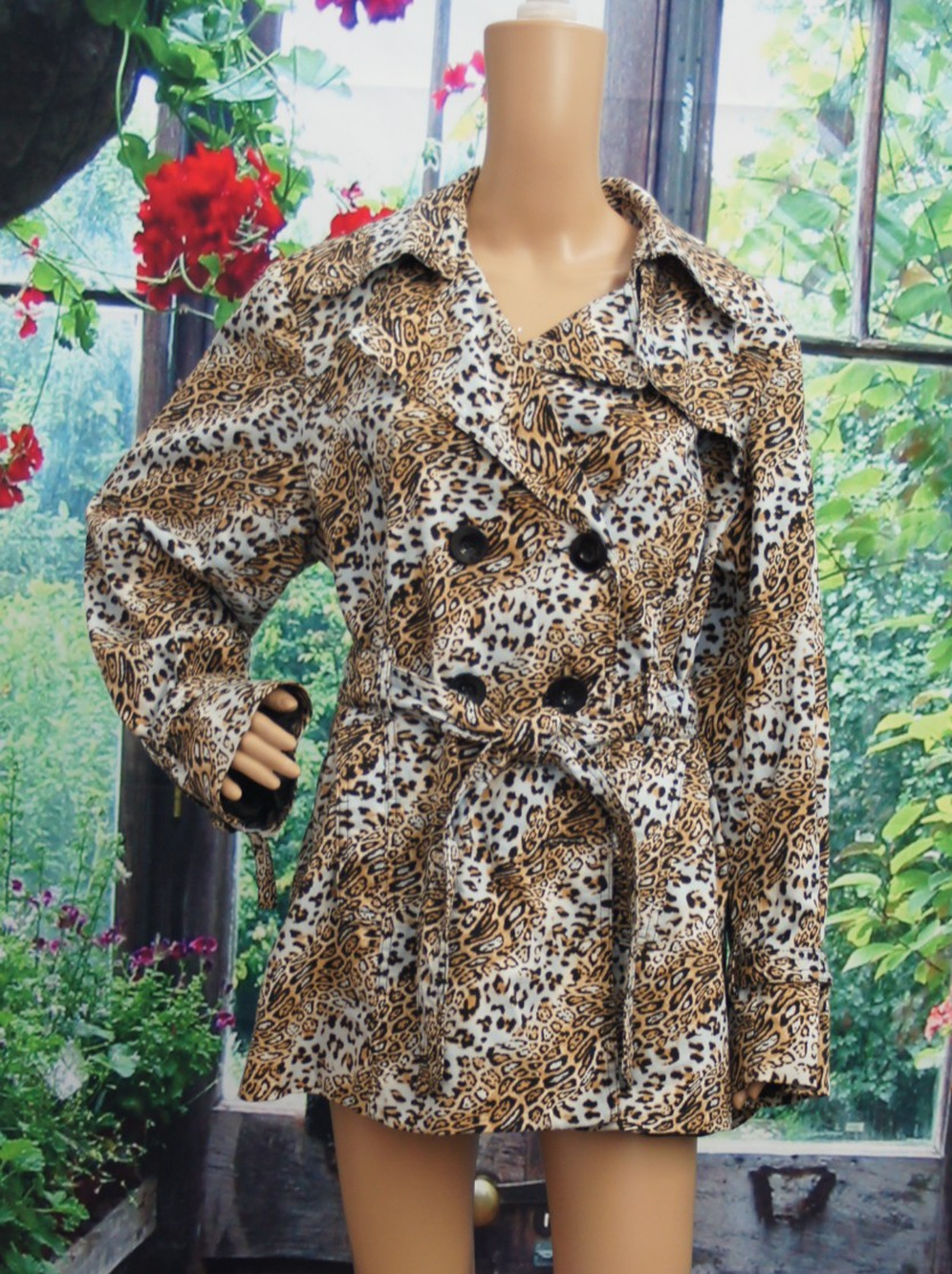 Outerwear by Lisa Animal Print Double Breasted Jacket size L